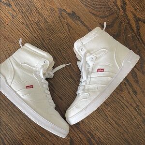 Levi's White High-Top Sneakers with Red Tag